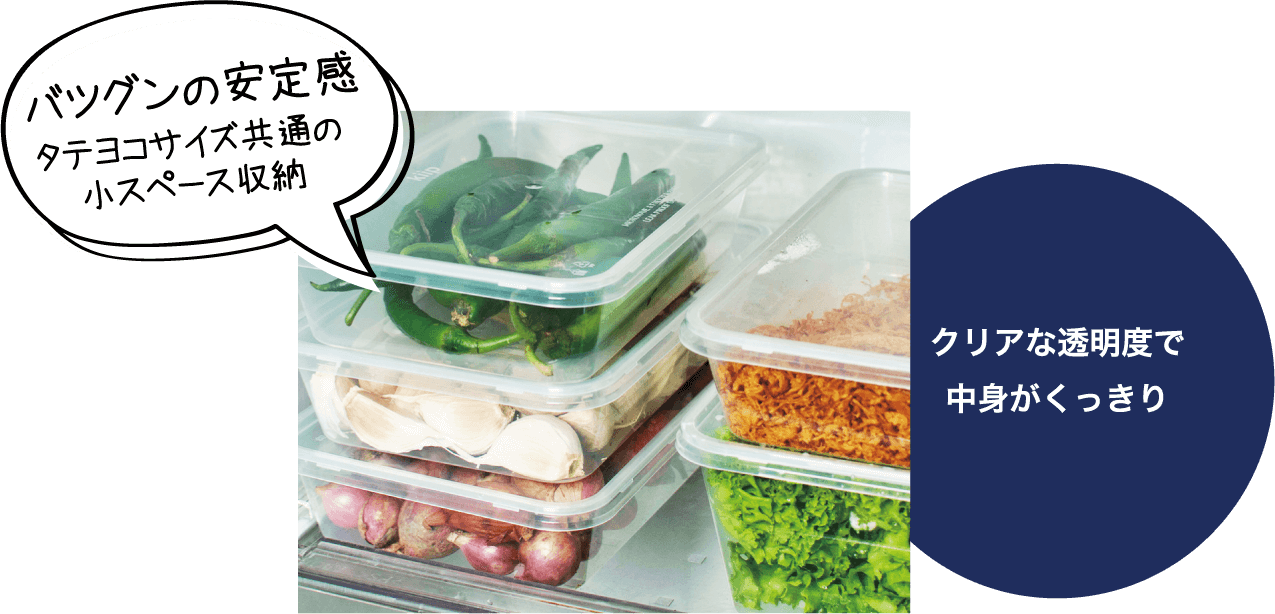 クリアな透明度で中身がくっきり